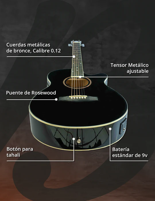 Guitarra Electroacústica Bamboo Stage Negra 40”
